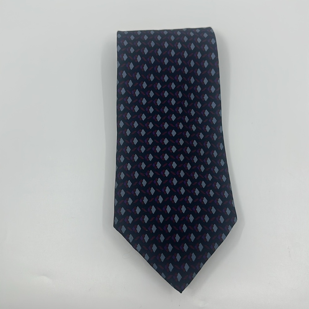 Christian Dior Elegant Navy Blue Patterned Men's Tie - Picture 2 of 8